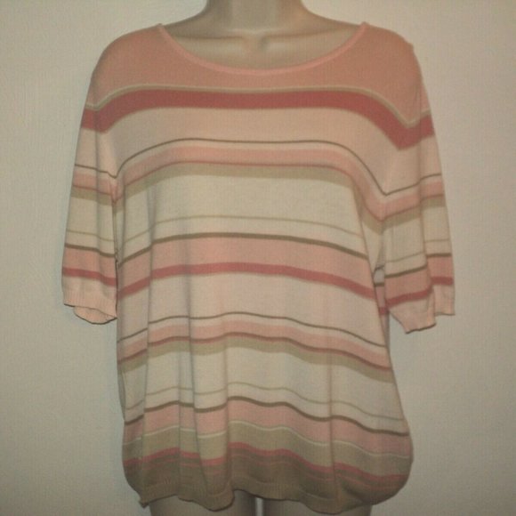 Jaeger Women's Sweater L Stripes, Short Sleeves - Picture 1 of 3